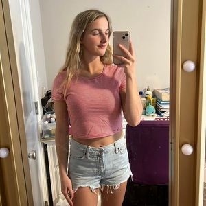 Red and white striped crop top